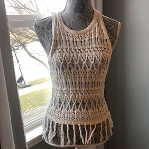 Crochet style tank with fringe
